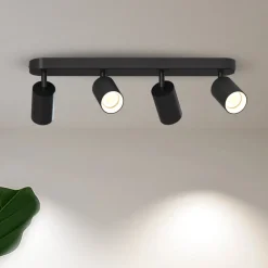 Calex Spotlights > GU10 loftspot, sort, længde 49 cm, 4 lyskilder, metal