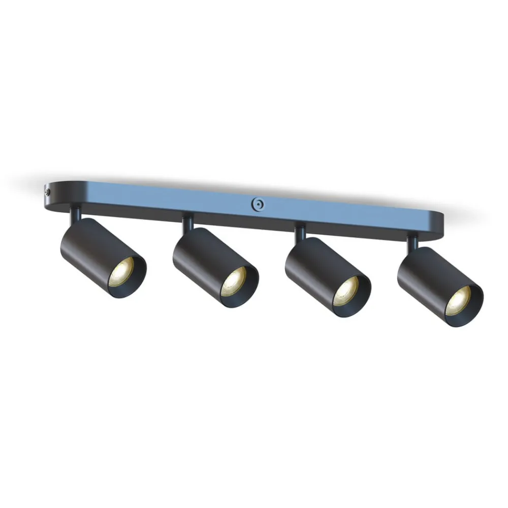 Calex Spotlights > GU10 loftspot, sort, længde 49 cm, 4 lyskilder, metal