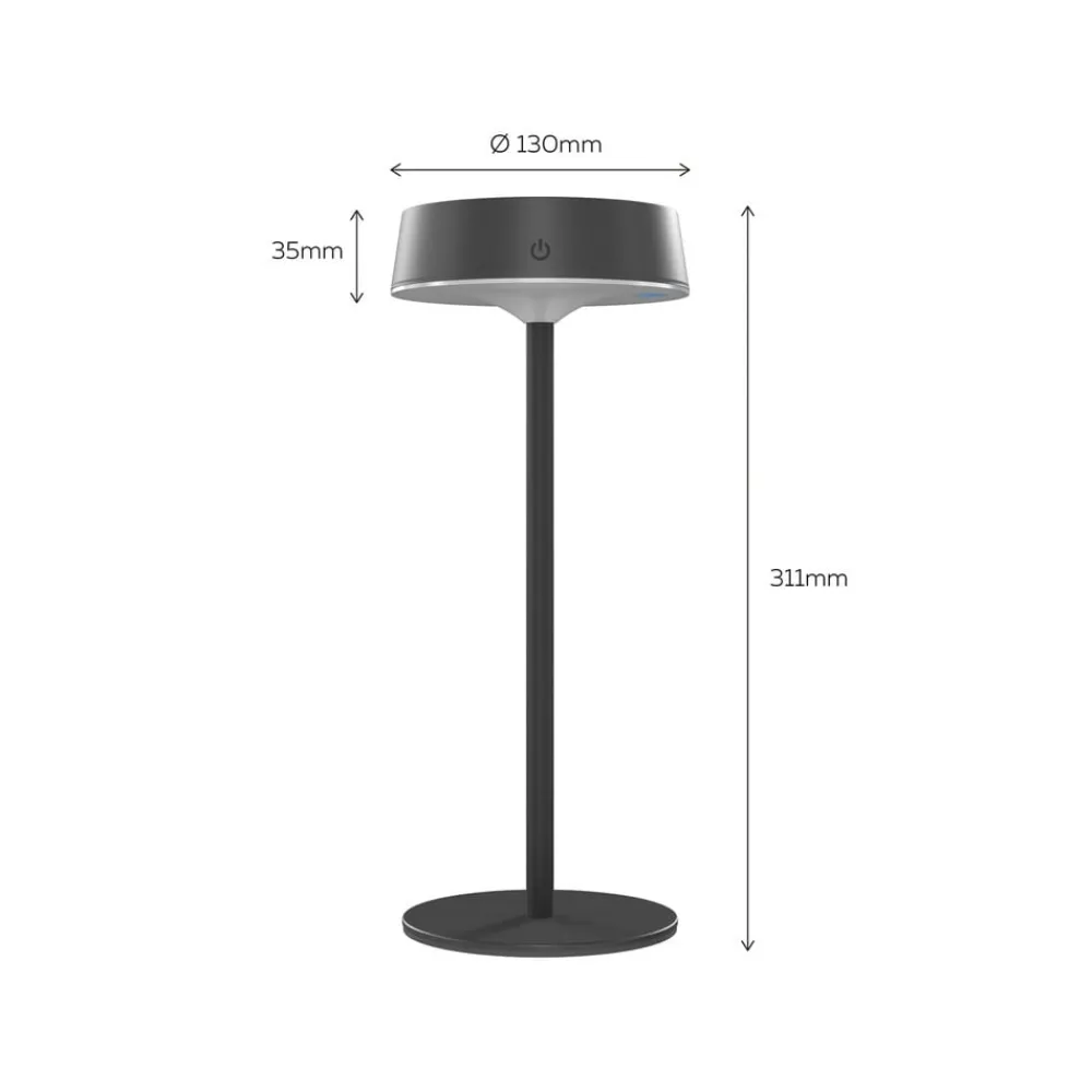 Calex Dekorationsbelysning|Solcellelamper > LED-bordlampe Parma, dæmpbar, sort