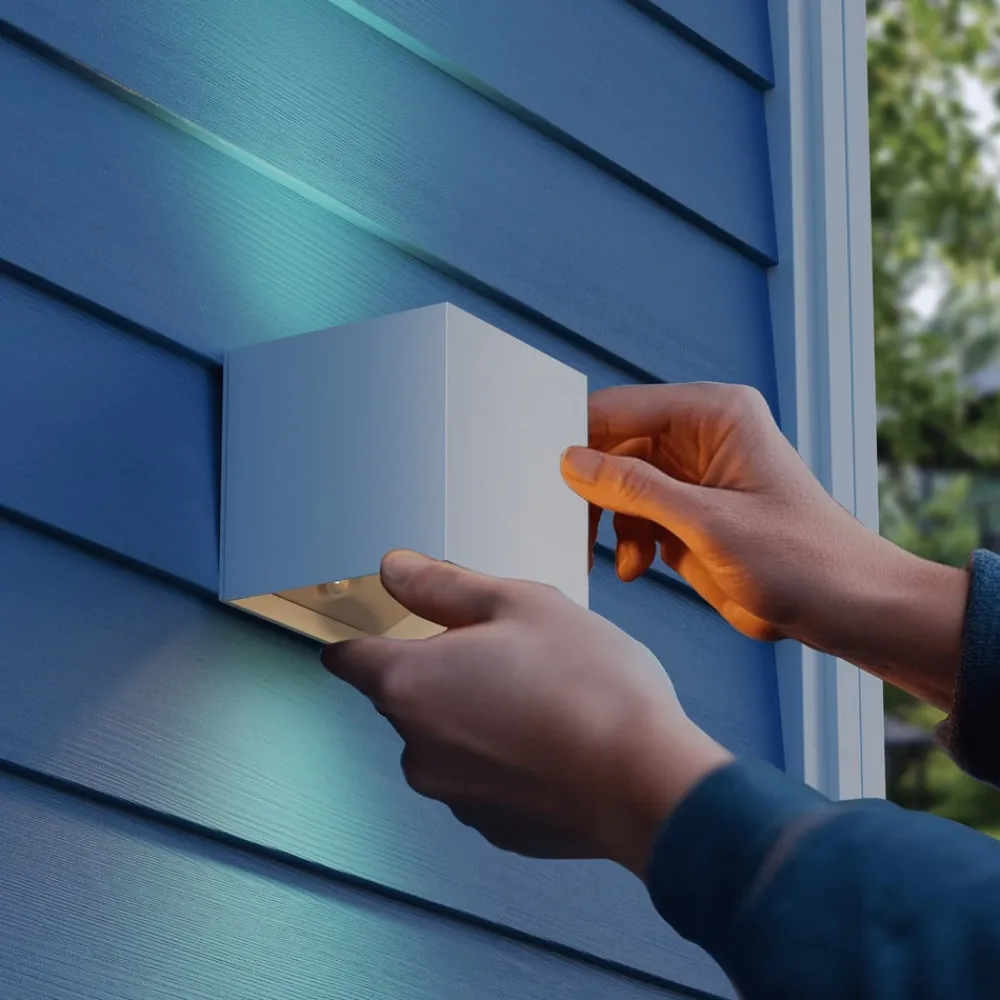 Calex Væglampe Med Sensor|Terrassebelysning > LED-udendørs væglampe med batteri og sensor Volterra, hvid, IP44