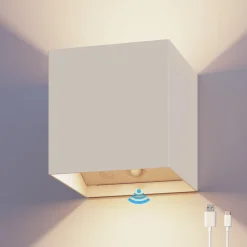 Calex Væglampe Med Sensor|Terrassebelysning > LED-udendørs væglampe med batteri og sensor Volterra, hvid, IP44