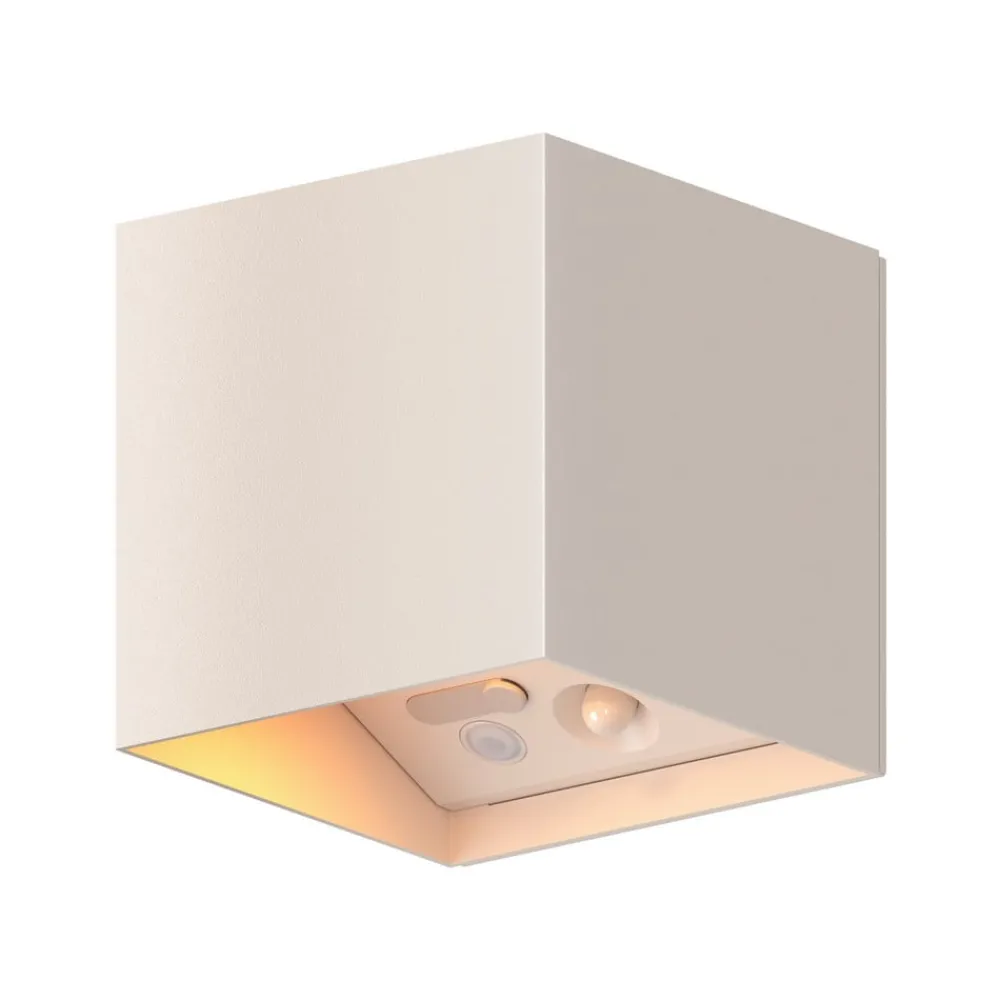 Væglampe Med Sensor ^ Calex LED-udendørs væglampe med batteri og sensor Volterra, sand, IP44