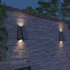 Solcellelamper ^ Calex Matera udendørs LED-væglampe, op/ned, sort