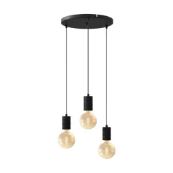 Calex Pendellamper > Retro pendellampe, rund, 3 lyskilder, sort