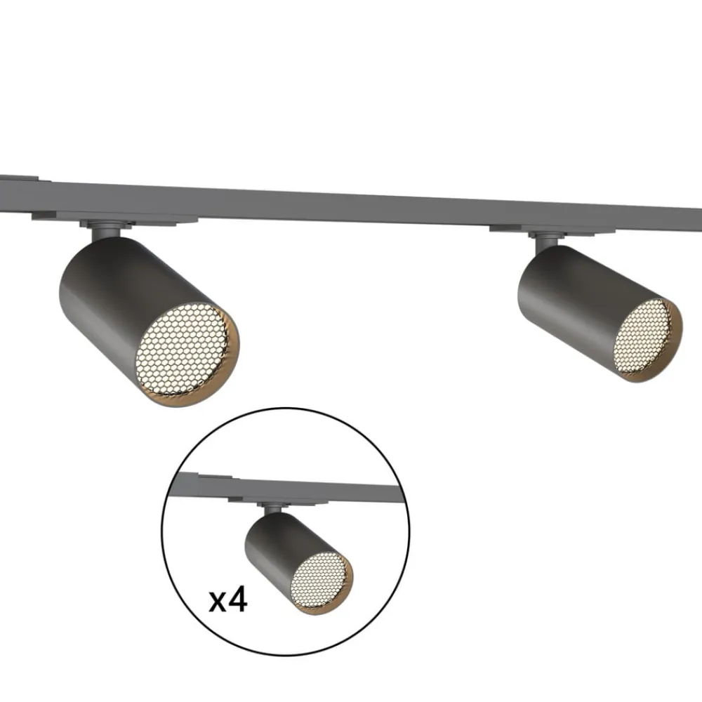 Calex Skinnesystem > skinnesæt, 4 GU10-spots, sort, længde 2 m, metal