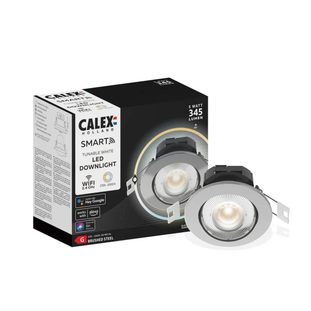 Indbygningsspots ^ Calex Smart downlight Forsænket loftlampe, stål