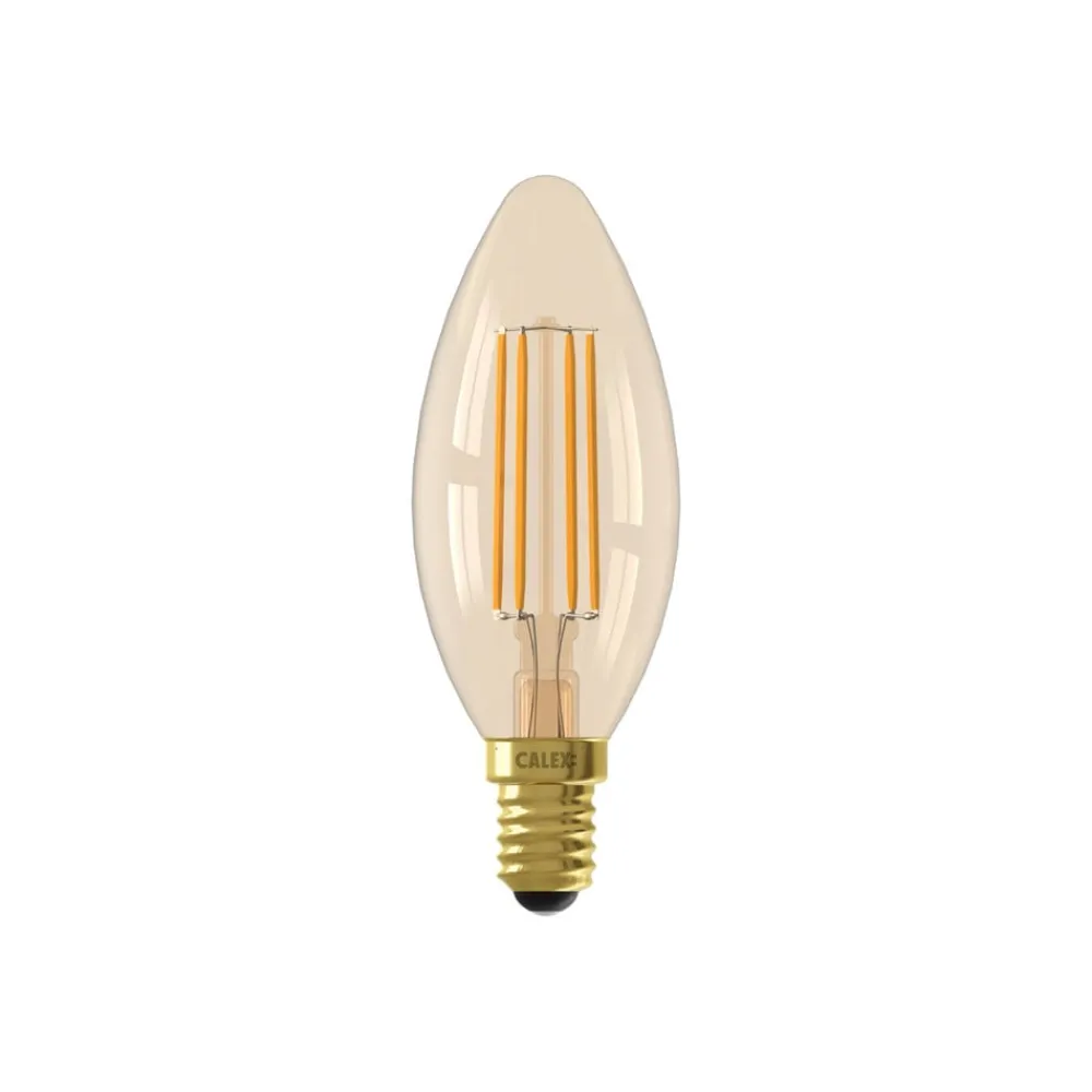 Calex Dæmpbar Led-Pære|Filament Pære > Smart E14 B35 stearinlys 4,9W 1800-3000K dæmpbar guld