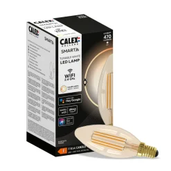 Calex Dæmpbar Led-Pære|Filament Pære > Smart E14 B35 stearinlys 4,9W 1800-3000K dæmpbar guld