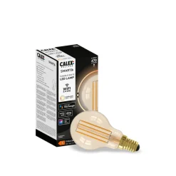 Filament Pære|Smarte Lyskilder ^ Calex Smart E14 P45 4,5W 1800-3000K dæmper guld 2stk