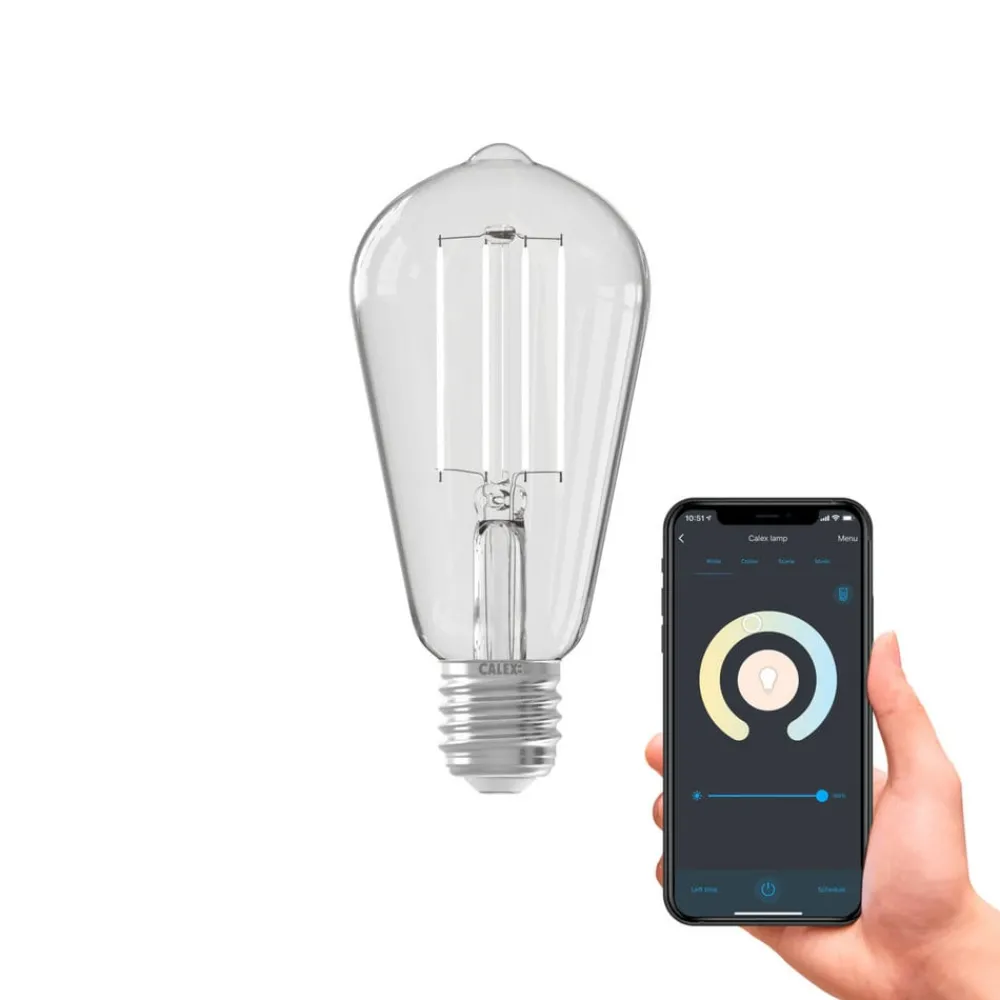 Calex Dæmpbar Led-Pære|Filament Pære > Smart E27 ST64 LED 7 W filament 1800-3000K