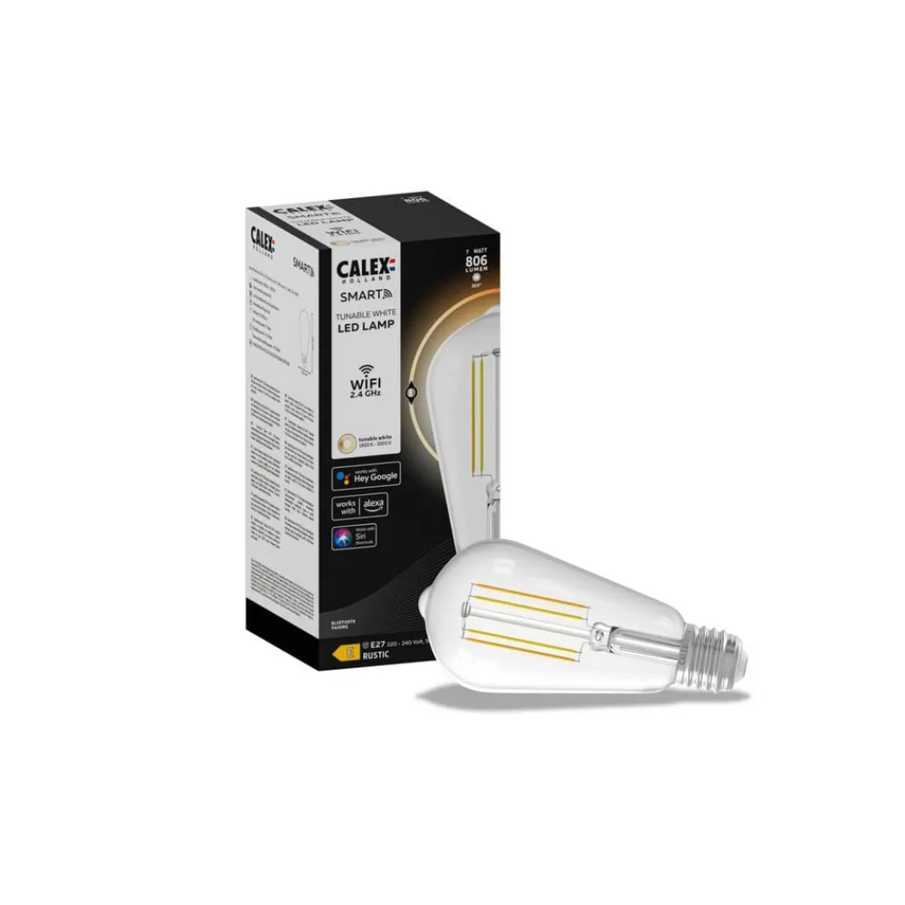 Calex Dæmpbar Led-Pære|Filament Pære > Smart E27 ST64 LED 7 W filament 1800-3000K