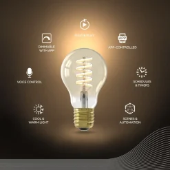 Calex Smarte Lyskilder > Smart LED E27 7W A60 1800 - 3000 K Glødetråd