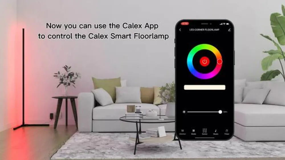 Calex Dekorationsbelysning > Smart LED-gulvlampe med fjernbetjening RGBW