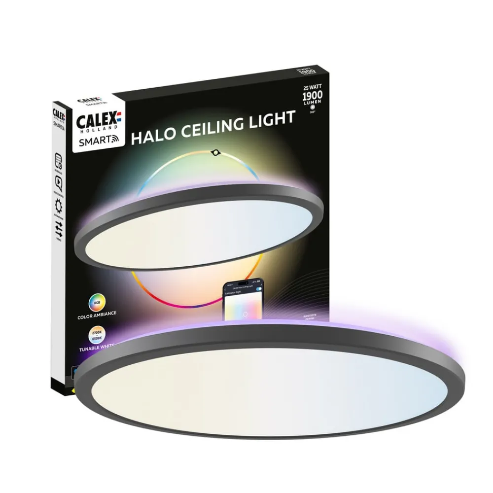 Calex Loftlamper|Loftlamper > Smart LED-loftlampe HALO Ø 40 cm sort IP54 RGB CCT