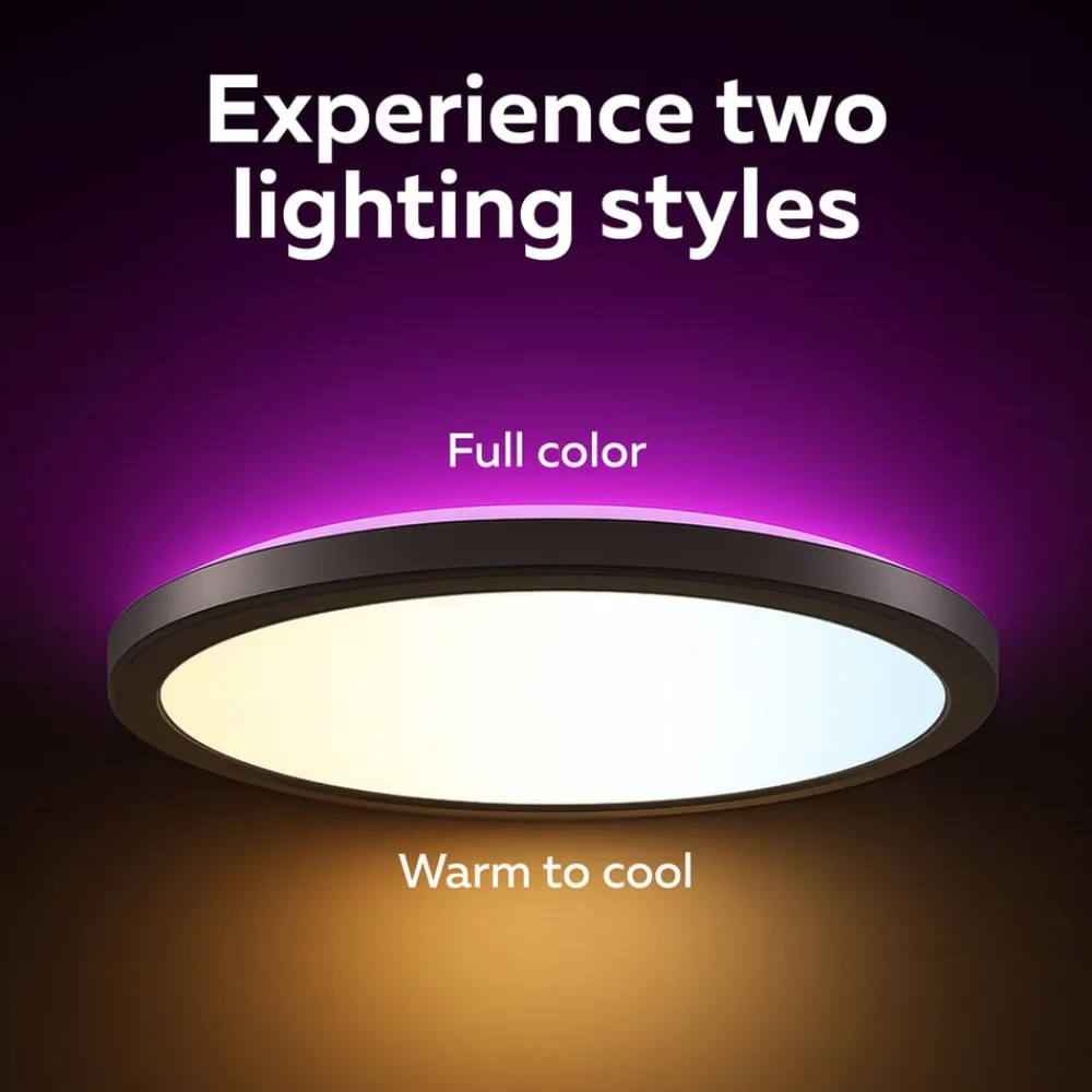 Calex Gang|Loftlamper > Smart LED-loftlampe HALO Ø 30 cm sort IP54 RGB CCT