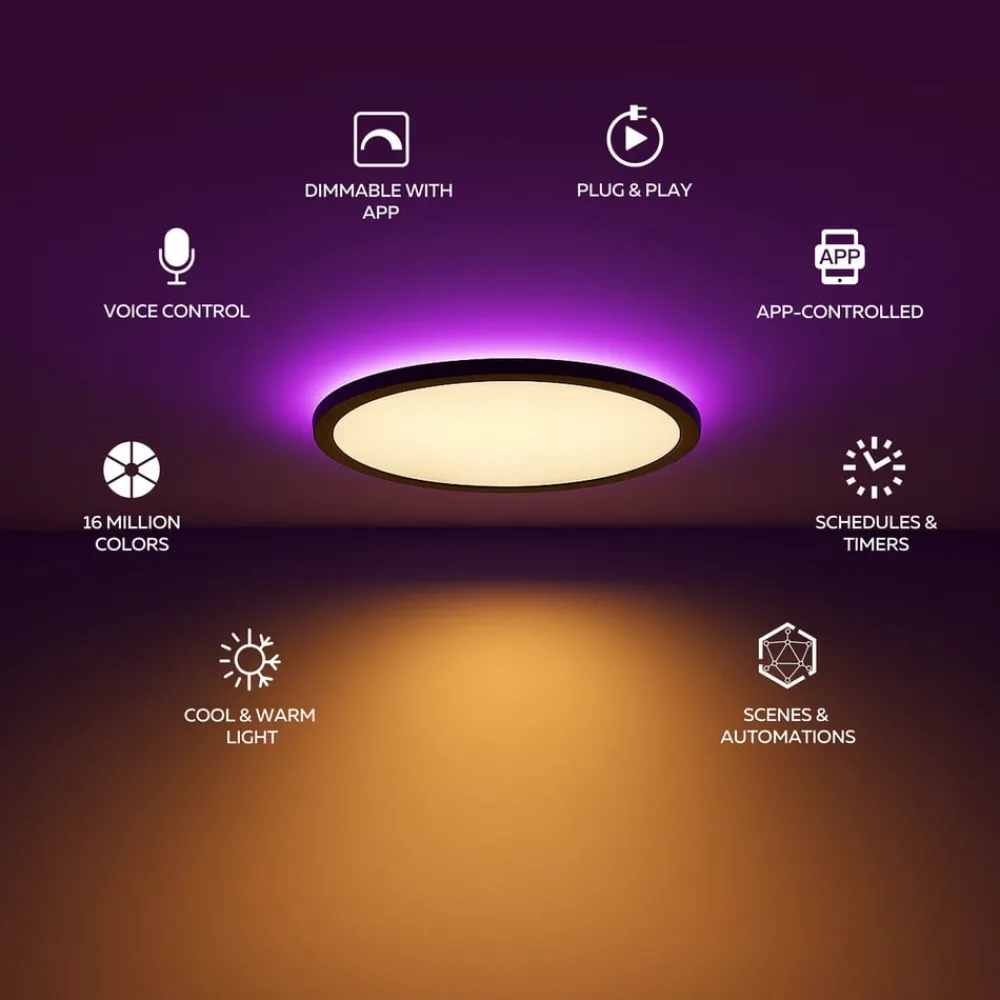 Calex Gang|Loftlamper > Smart LED-loftlampe HALO Ø 30 cm sort IP54 RGB CCT