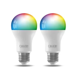 Calex Dæmpbar Led-Pære|Smarte Lyskilder > Smart LED-pære E27 A60 9,4W CCT RGB sæt med 2 stk