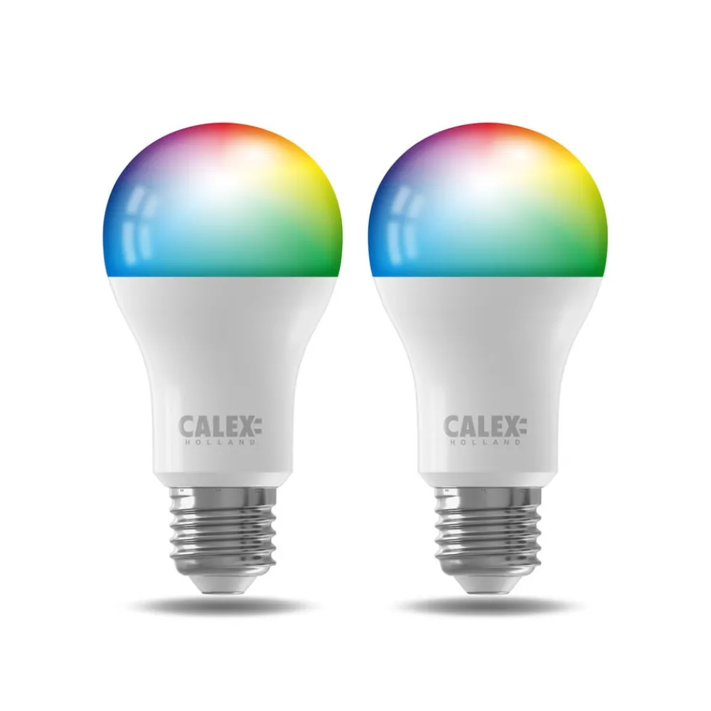 Calex Dæmpbar Led-Pære|Smarte Lyskilder > Smart LED-pære E27 A60 9,4W CCT RGB sæt med 2 stk