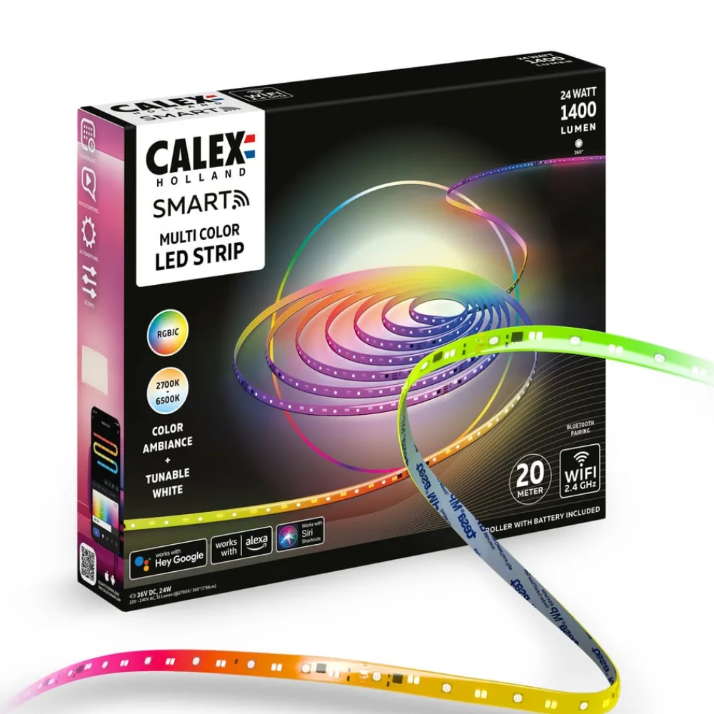 Calex Dekorationsbelysning|Led Strips > Smart LED-strip, længde 20 m, RGB, CCT fjernbetjening
