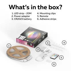 Calex Dekorationsbelysning|Led Strips > Smart LED-strip, længde 20 m, RGB, CCT fjernbetjening