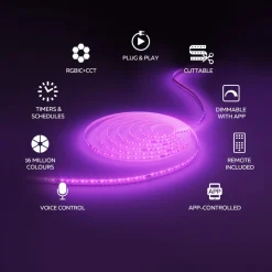 Calex Dekorationsbelysning|Led Strips > Smart LED-strip, længde 20 m, RGB, CCT fjernbetjening