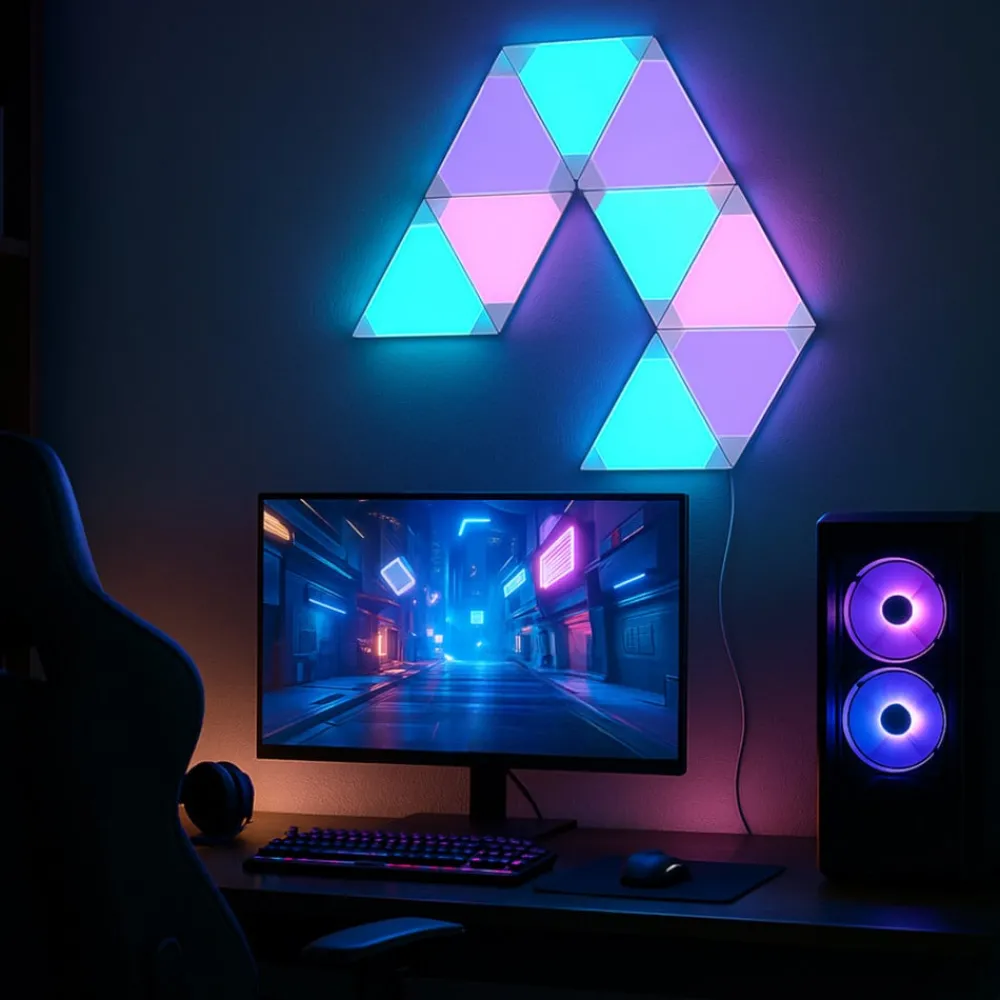 Calex Dekorationsbelysning > Smart LED-væglampe TRIANGLES, 9-delt, RGBW, dæmpbar