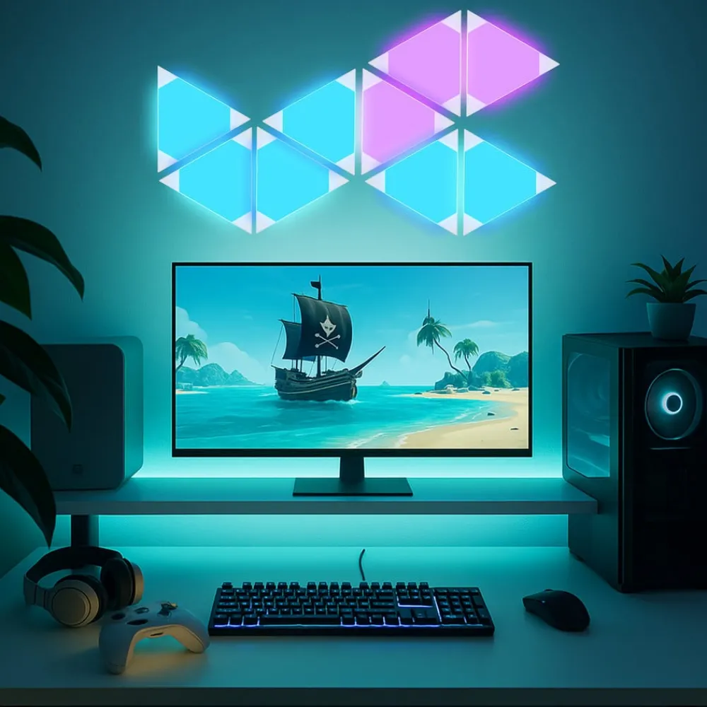 Calex Dekorationsbelysning > Smart LED-væglampe TRIANGLES, 9-delt, RGBW, dæmpbar