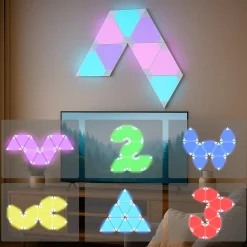 Calex Dekorationsbelysning > Smart LED-væglampe TRIANGLES, 9-delt, RGBW, dæmpbar