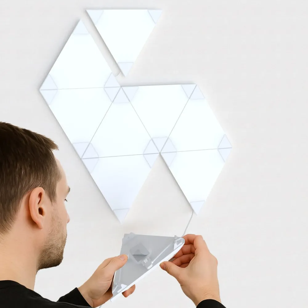 Calex Dekorationsbelysning > Smart LED-væglampe TRIANGLES, 9-delt, RGBW, dæmpbar