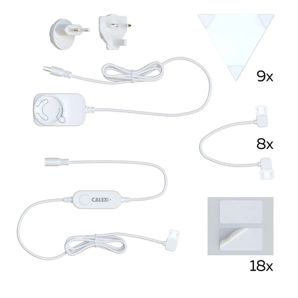 Calex Dekorationsbelysning > Smart LED-væglampe TRIANGLES, 9-delt, RGBW, dæmpbar