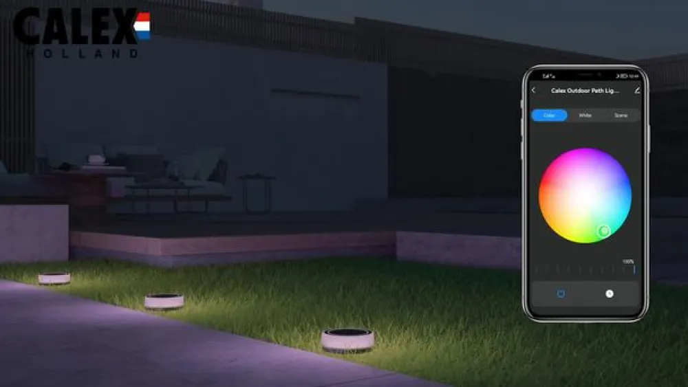 Gadebelysning ^ Calex Smart Outdoor Ground Spot, CCT RGB 3 lyskilder.
