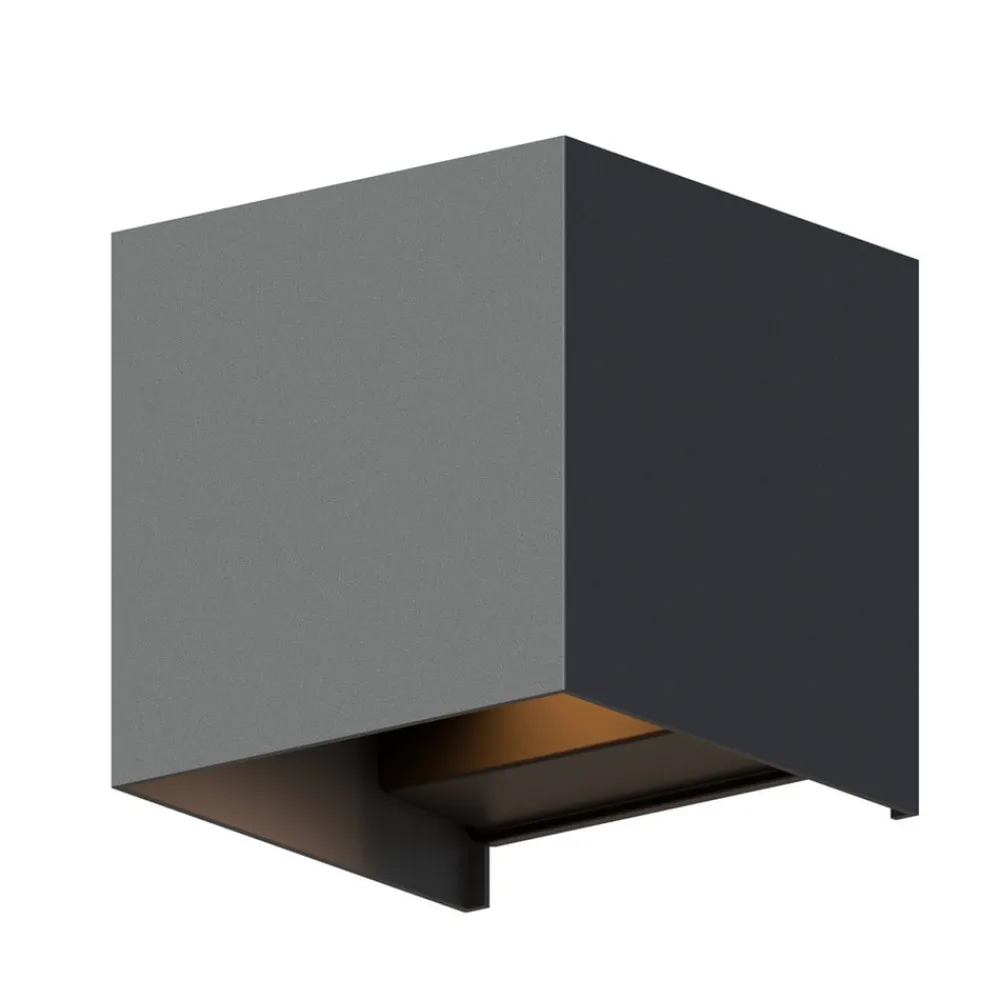 Calex Væglamper > udendørs LED-væglampe Cube, op/ned, højde 10 cm, antracit