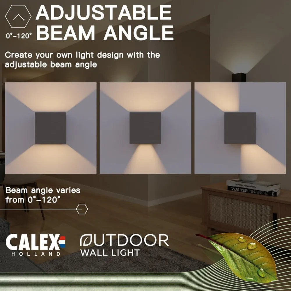 Calex Væglamper > udendørs LED-væglampe Cube, op/ned, højde 10 cm, antracit