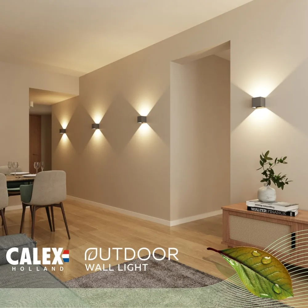 Calex Væglamper > udendørs LED-væglampe Cube, op/ned, højde 10 cm, antracit