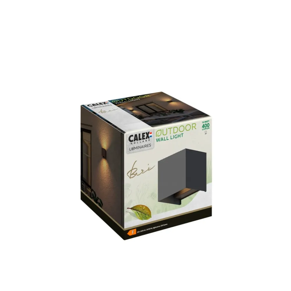 Calex Væglamper > udendørs LED-væglampe Cube, op/ned, højde 10 cm, sort