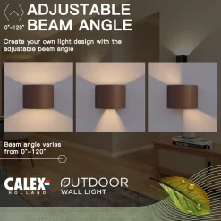 Calex Væglamper > udendørs LED-væglampe oval, op/ned, højde 10 cm, rustbrun