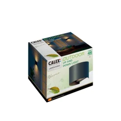 Væglamper ^ Calex udendørs LED-væglampe oval, op/ned, højde 10 cm, sort
