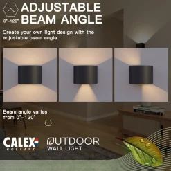 Væglamper ^ Calex udendørs LED-væglampe oval, op/ned, højde 10 cm, sort