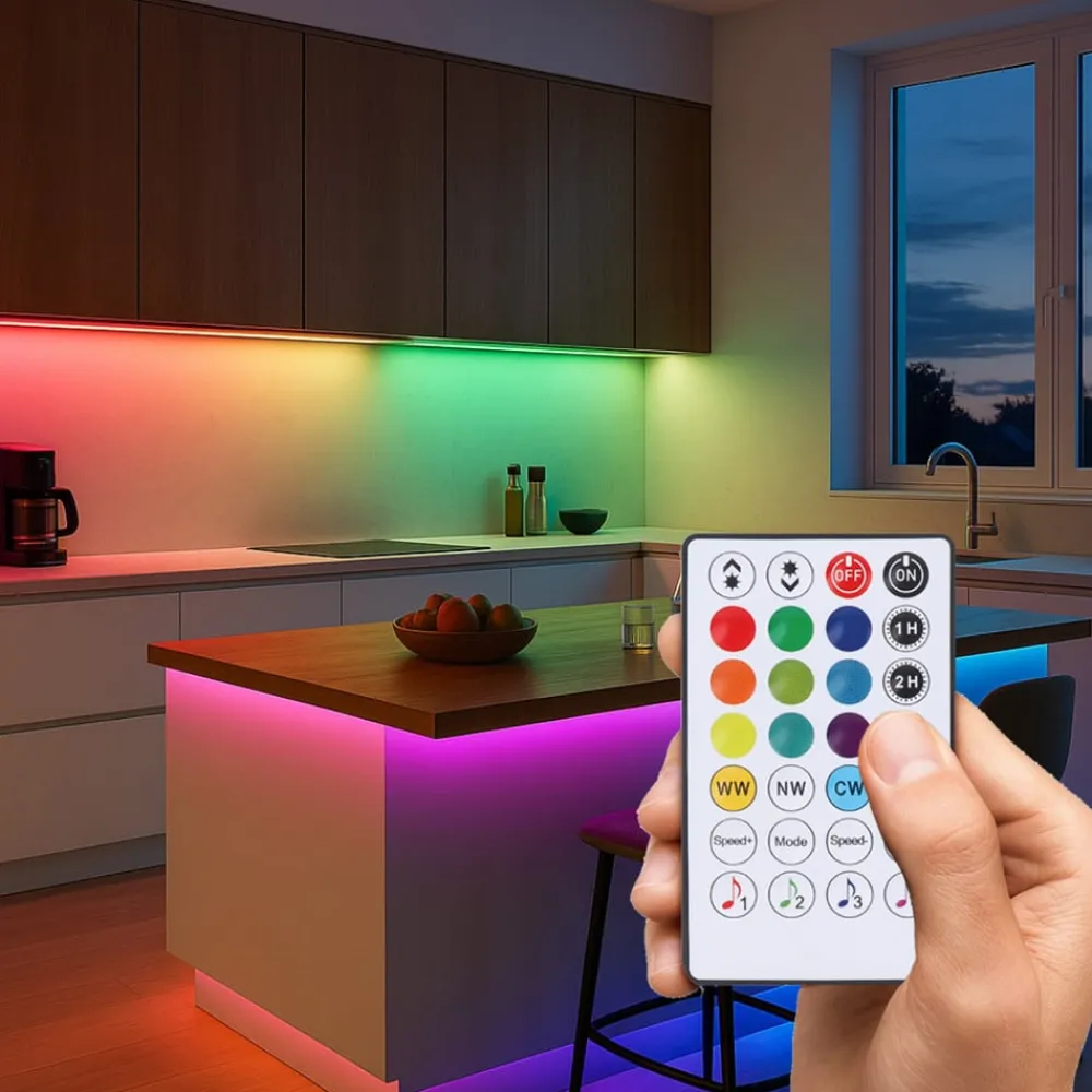 Dekorationsbelysning|Led Strips ^ Calex Vista LED-strip, længde 20 m, RGB, CCT fjernbetjening