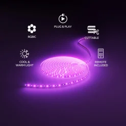 Dekorationsbelysning|Led Strips ^ Calex Vista LED-strip, længde 20 m, RGB, CCT fjernbetjening