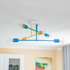 HELAM Loftlamper > Cambridge loftlampe, 6 lyskilder, gul-turkis-blå