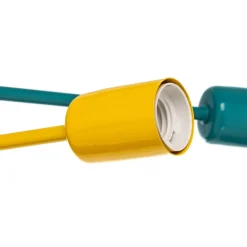 HELAM Loftlamper > Cambridge loftlampe, 6 lyskilder, gul-turkis-blå