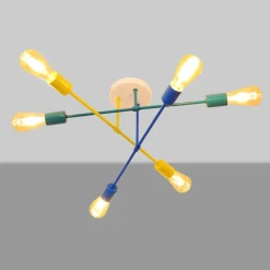 HELAM Loftlamper > Cambridge loftlampe, 6 lyskilder, gul-turkis-blå