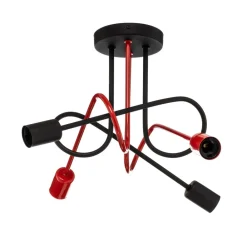 HELAM Loftlamper > Cambridge loftlampe, 4 lyskilder, sort-rød