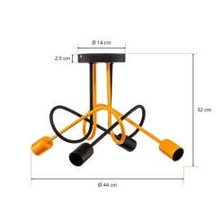 Loftlamper|Loftlamper ^ HELAM Cambridge loftlampe, 4 lyskilder, sort-orange