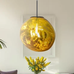 Eco-Light Pendellamper > Canopus hængelampe, guldfarvet, Ø 36 cm, glas, E27
