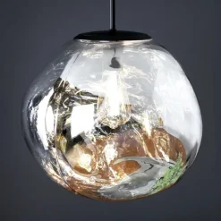 Pendellamper|Pendellamper ^ Eco-Light Canopus hængelampe, sølvfarvet, Ø 36 cm, glas, E27