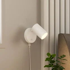 Deko-Light Væglamper|Væglamper > CAN TILT vægspot, hvid, Ø 10 cm, metal, afbryder, USB