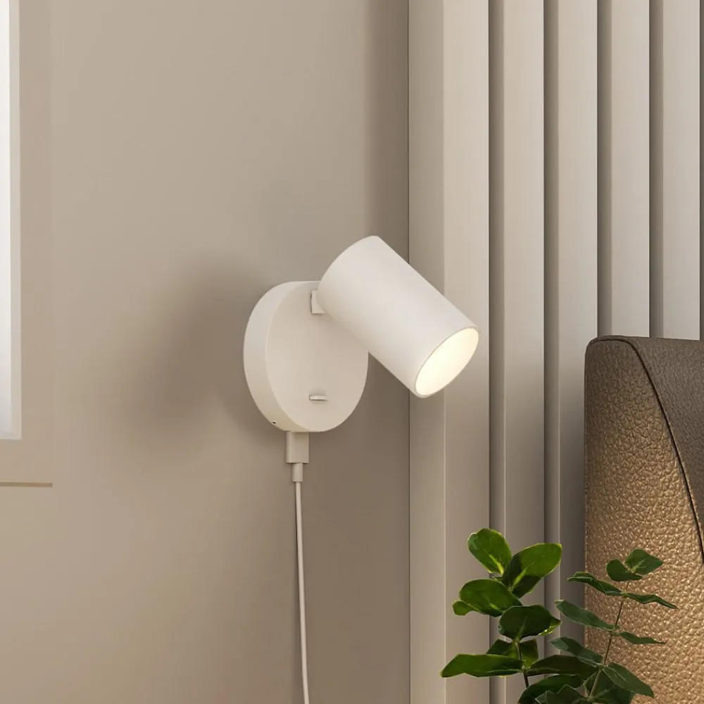 Deko-Light Væglamper|Væglamper > CAN TILT vægspot, hvid, Ø 10 cm, metal, afbryder, USB