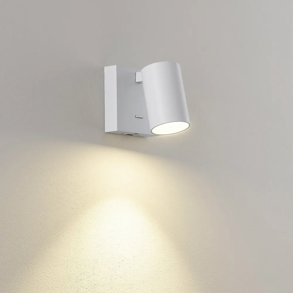 Væglamper|Væglamper ^ Deko-Light CAN TILT vægspot, hvid, 10 x 10 cm, metal, kontakt, USB